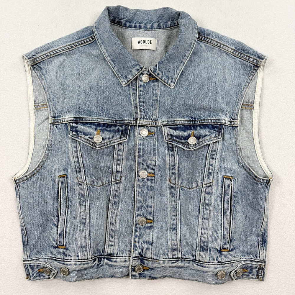 Agolde Charli Denim Vest / Size M / 'Immortal Fade Blue' NEW